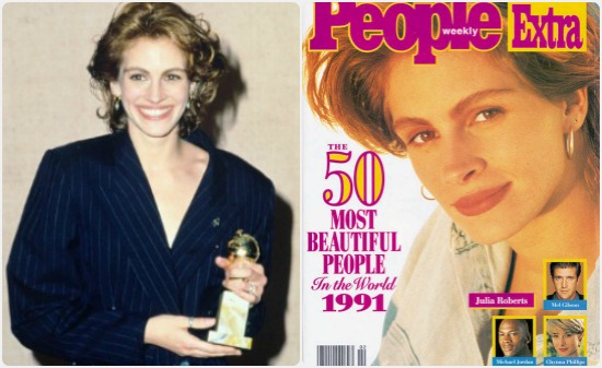 جوليا روبرتس عام 1991 ولقب أجمل امرأة فى العالم للمرة الأولى