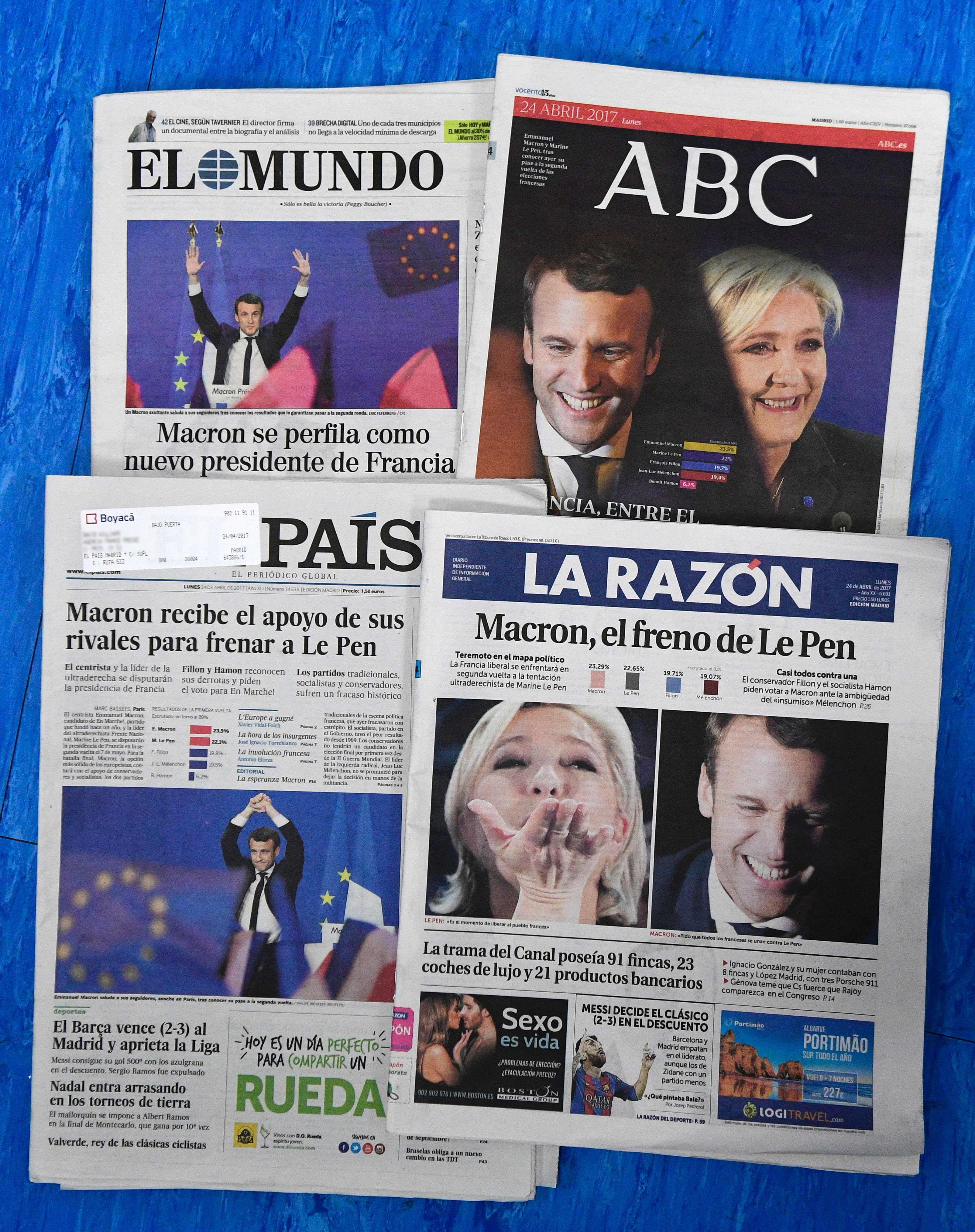 أخبار ماكرون ولوبان فى تتصدر الصحف الإسبانية