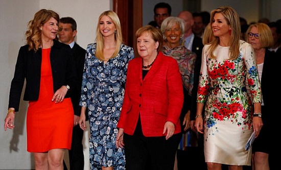 ملكة هولندا وأنجيلا ميركل وإيفانكا ترامب