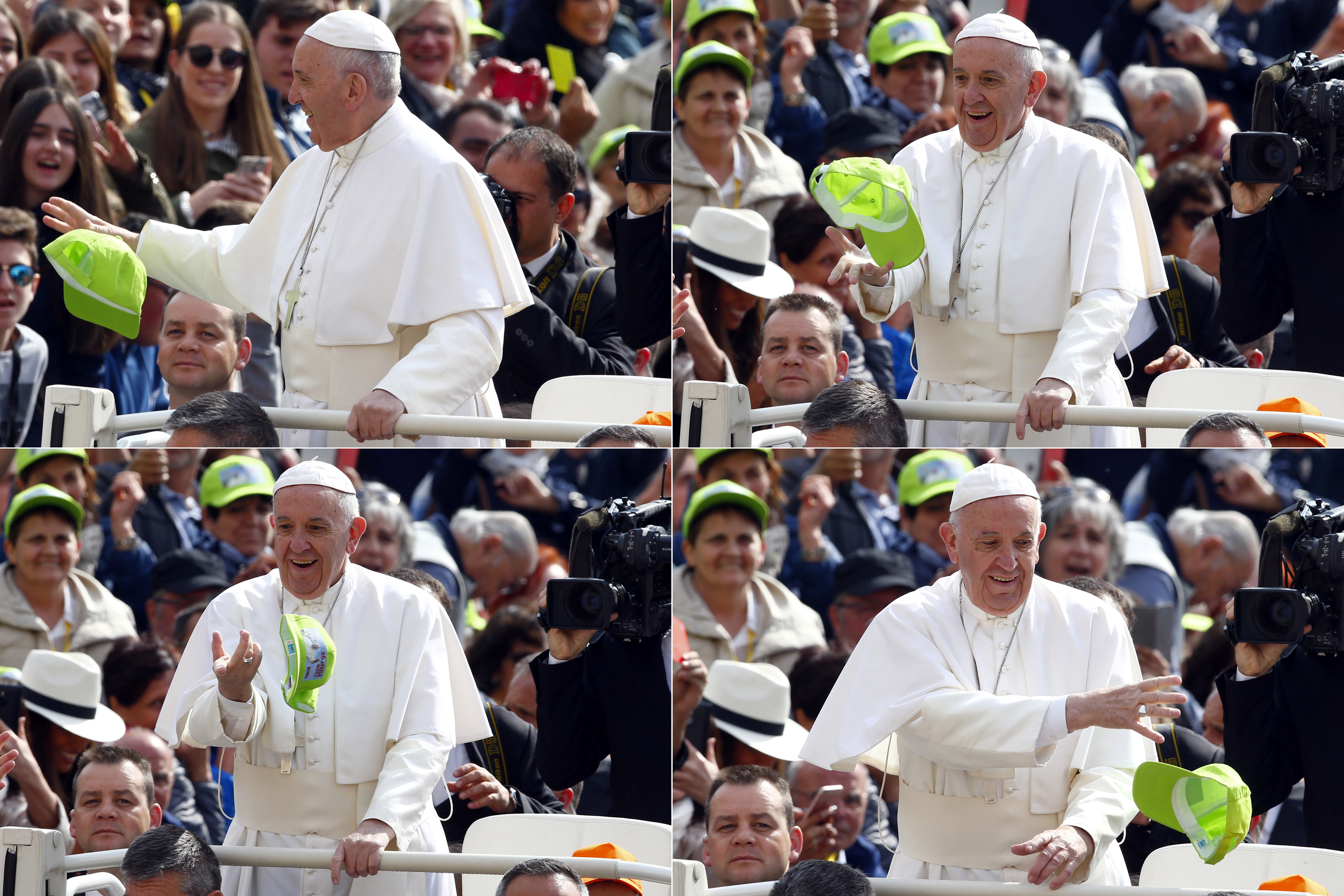 بابا الفاتيكان يلقى قبعة خضراء على جمهوره