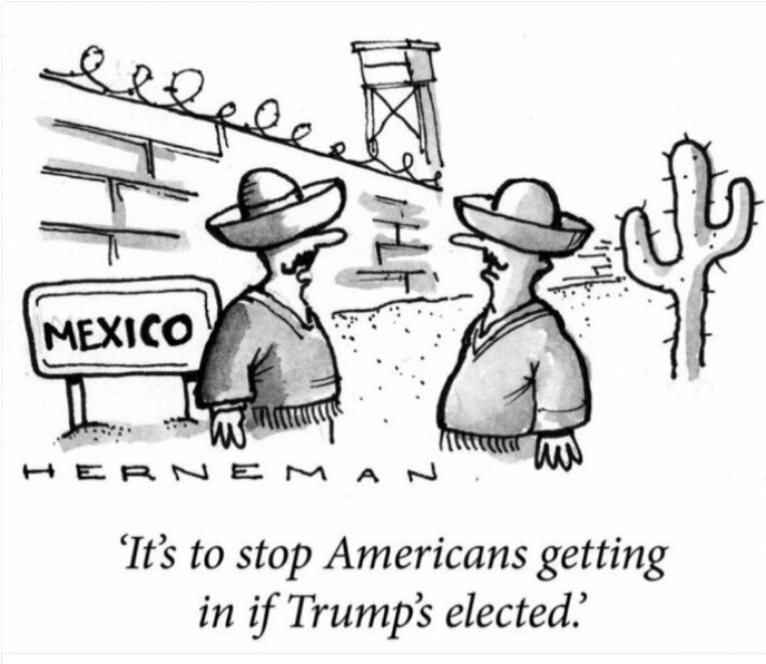 كاريكاتير عن أزمة الجدار العازل بين ترامب والمكسيك