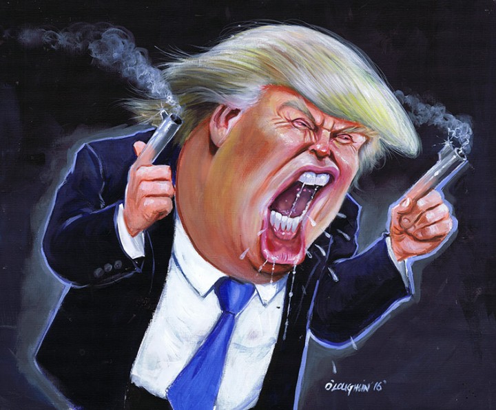 كاريكاتير يشير إلى عدوانية ترامب