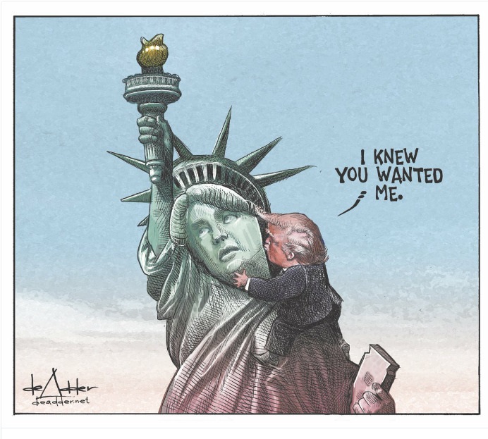 كاريكاتير يشير إلى انتهاك ترامب للحرية