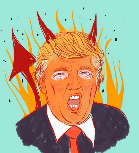 كاريكاتير يظهر ترامب على هيئة شيطان