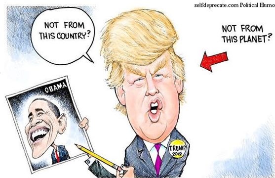 دونالد ترامب وباراك أوباما فى رسم كاريكاتيرى