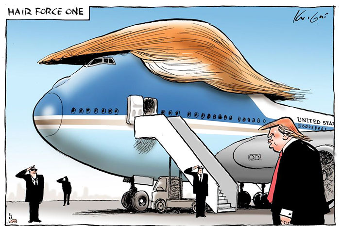 كاريكاتير عن طائرة ترامب