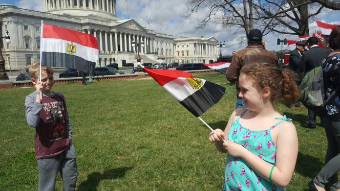 أطفال أمريكا يحملون الأعلام المصرية أمام الكونجرس (2)