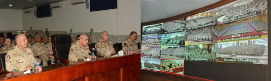 وزير الدفاع يلتقى ضباط وصف وجنود القوات المسلحة عبر شبكة الفيديو كونفرانس (1)