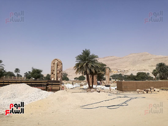  الآثار تنشى سوراً بمحيط موقع العمل بمعبد امنحتب الثالث