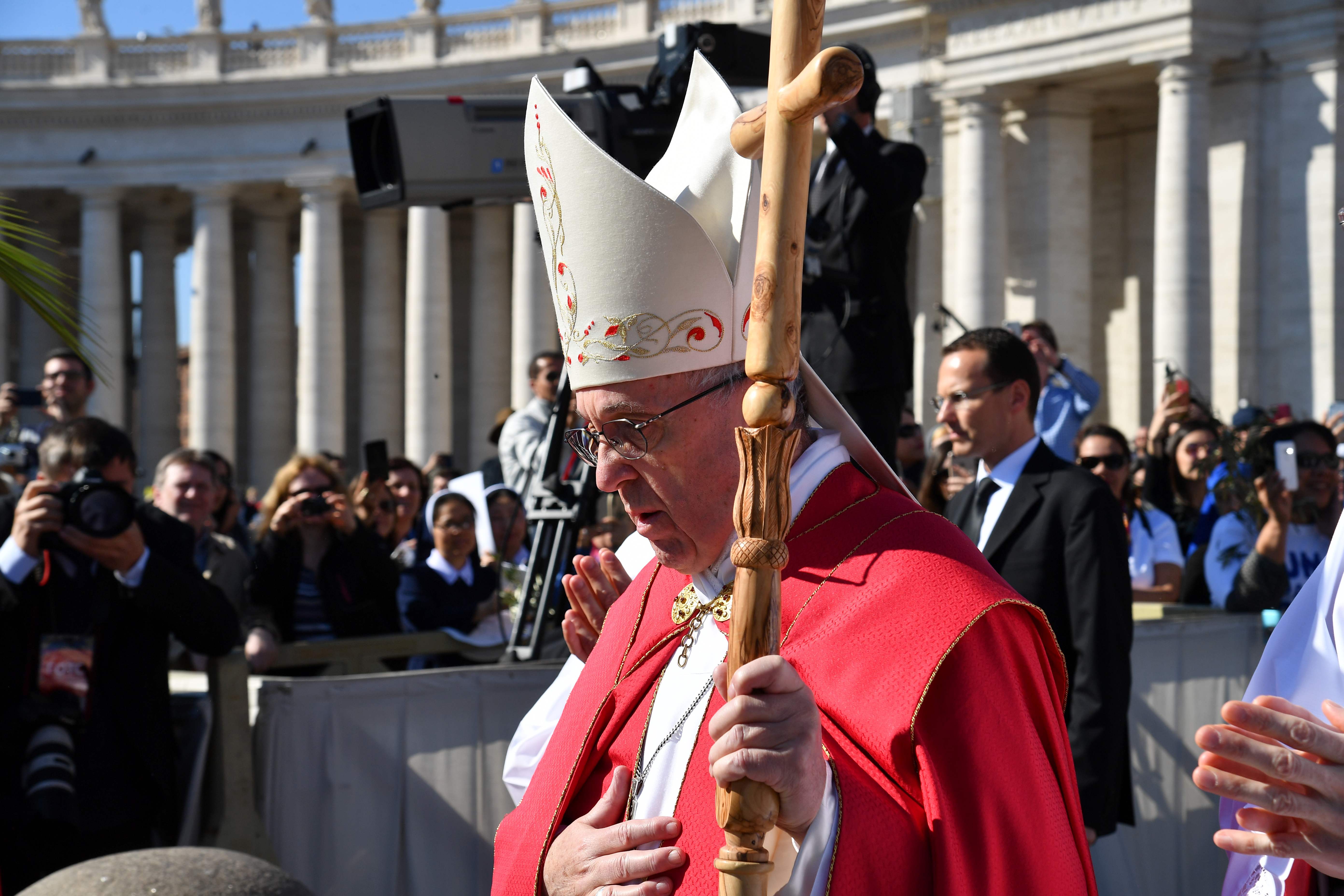 البابا فرنسيس أثناء الاحتفال بأعياد السعف