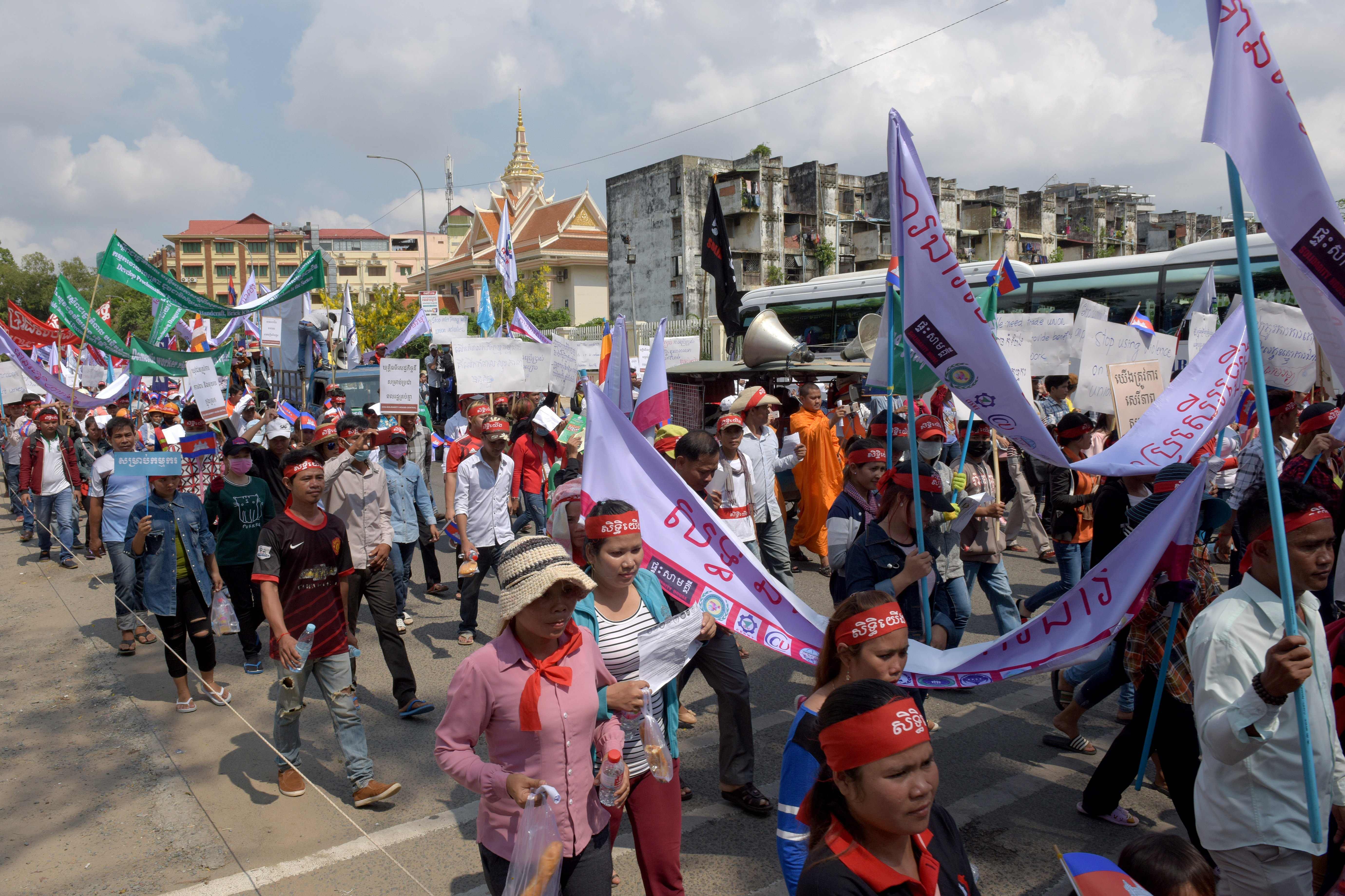 مظاهرات فى كمبوديا