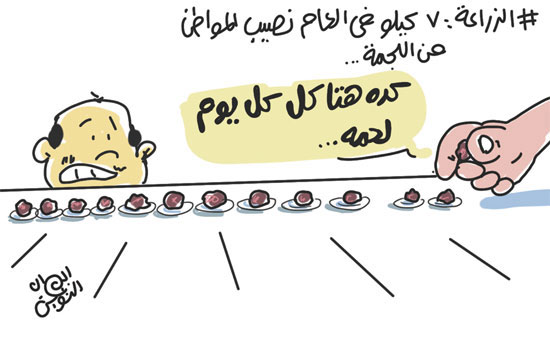 ارتفاع اسعار اللحوم فى كاريكاتير اليوم السابع
