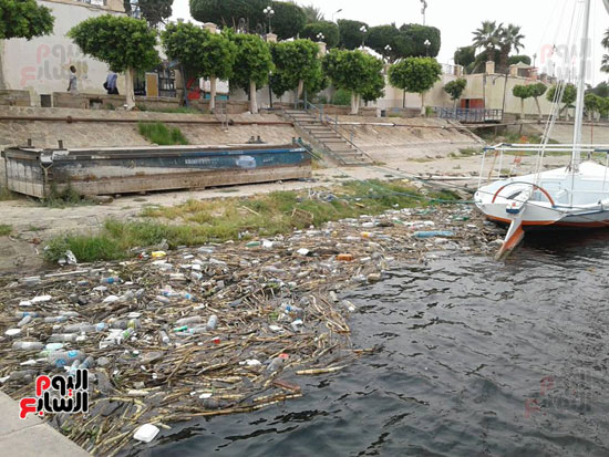 أكوام القمامة تنتشر بكثافة في مراسي الاقصر السياحية