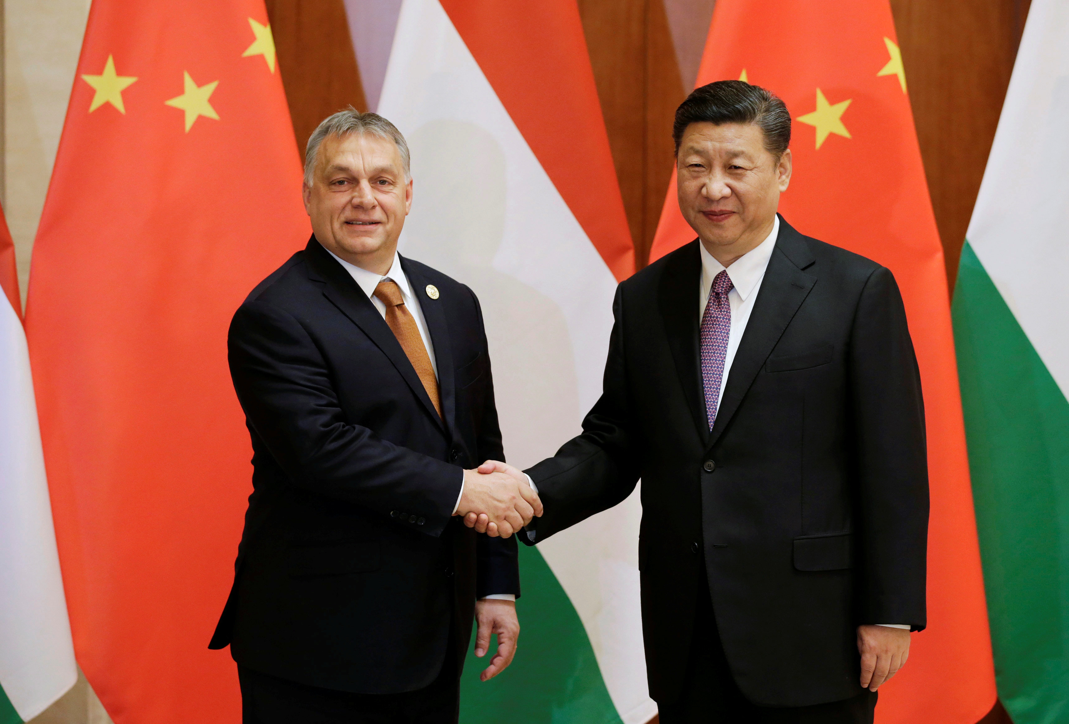 الرئيس الصينى يصافح رئيس الوزراء المجرى