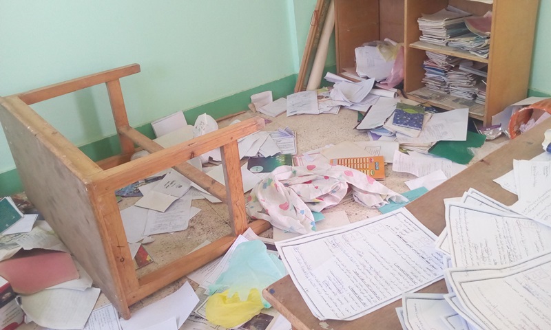 تدمير غرف المدرسة