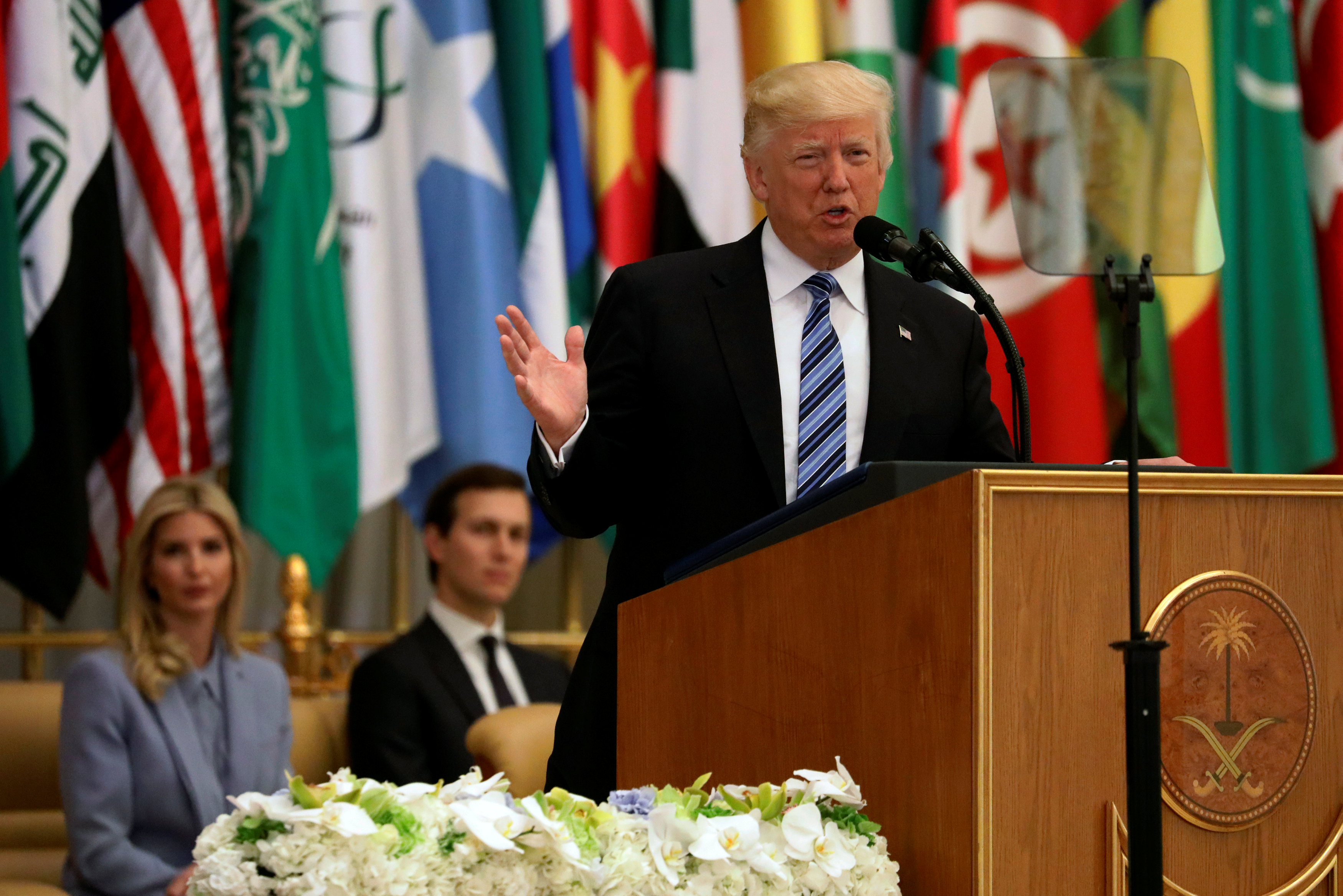 ترامب أثناء القاء كلمته فى القمة العربية الإسلامية الأمريكية