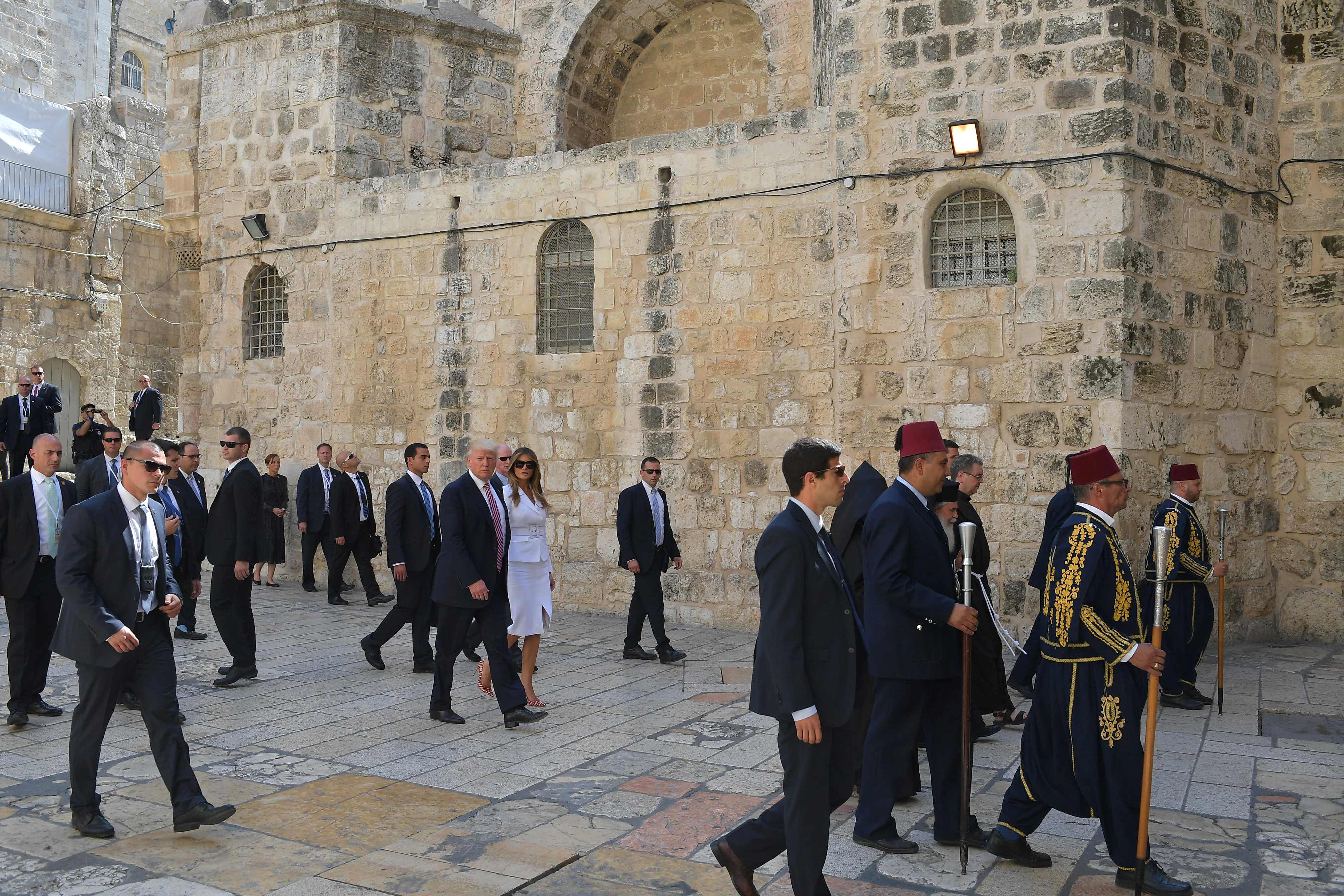 حراسة أمنية مشددة خلال جولة ترامب فى القدس القديمة