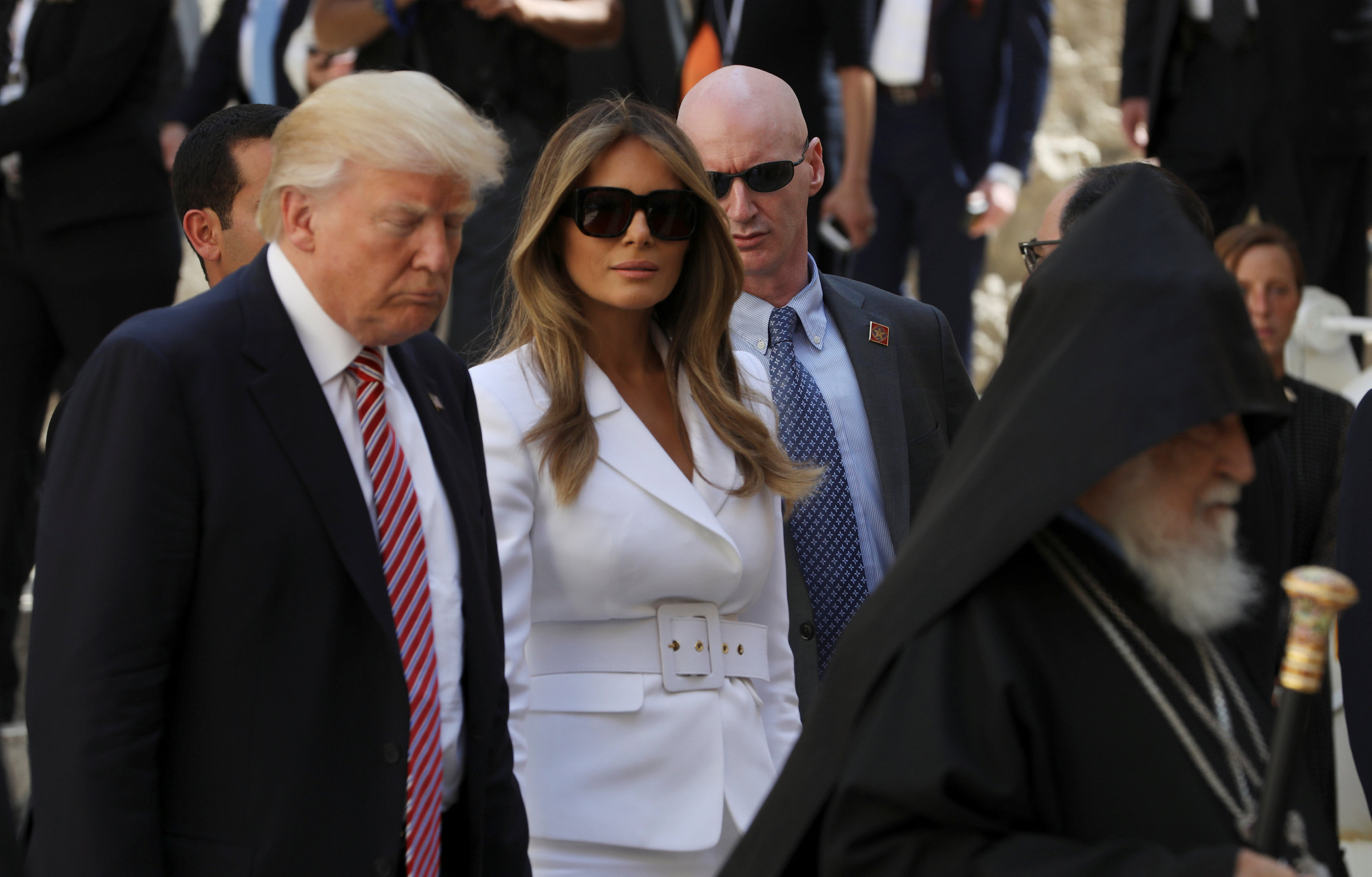 ترامب وبرفقته زوجته ميلانيا خلال زيارة القدس