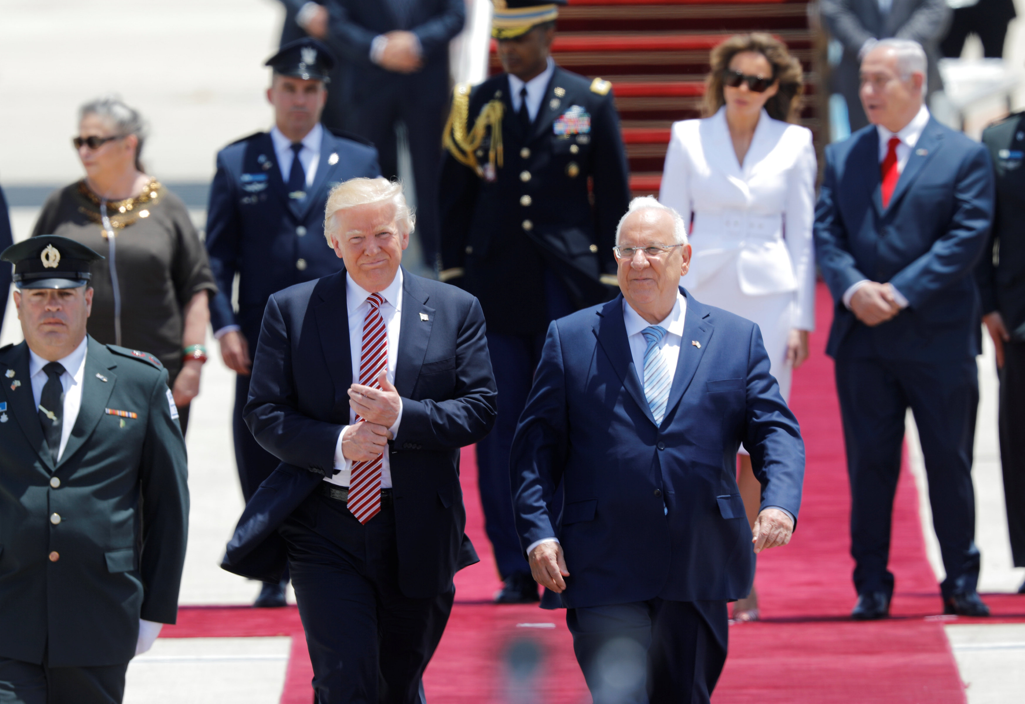 الرئيس الإسرائيلى يستقبل دونالد ترامب فى تل أبيب