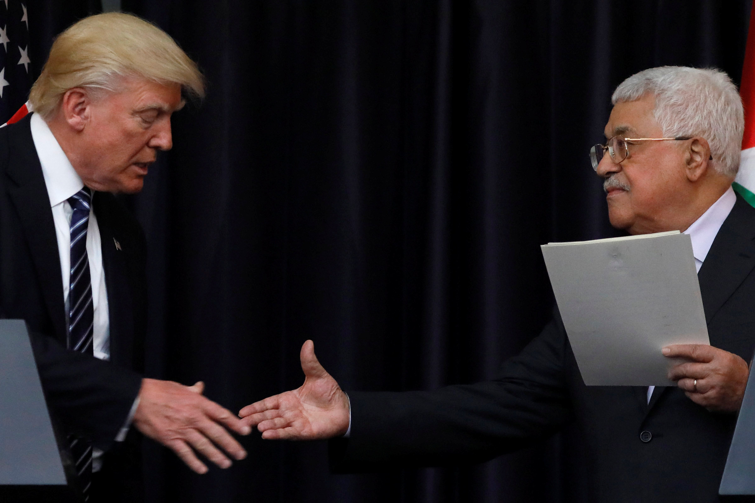 الرئيس الفلسطينى ونظيره الأمريكى خلال المؤتمر الصحفى