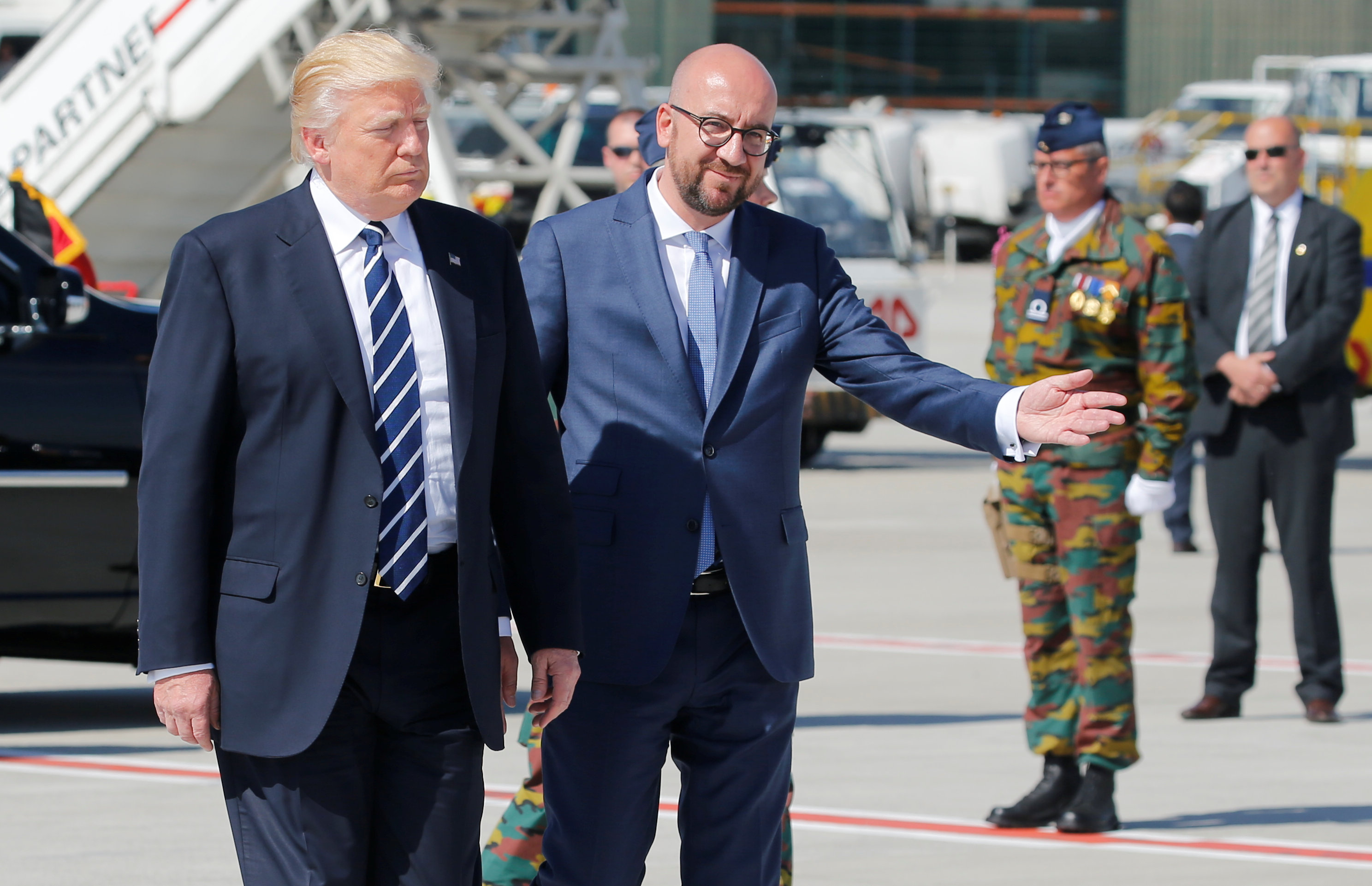 رئيس الوزراء البلجيكى يستقبل الرئيس الأمريكى