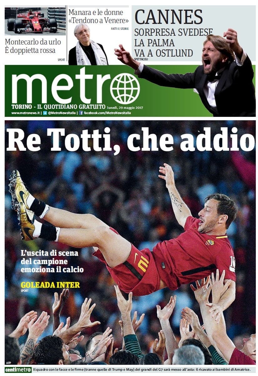 غلاف صحيفة مترو روما