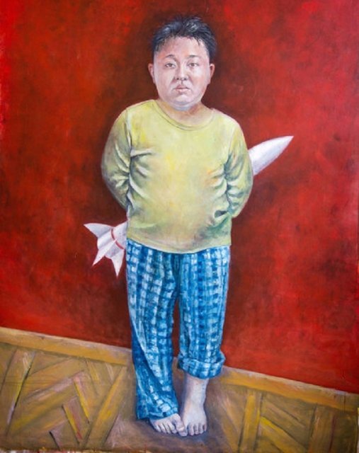 لوحة فنية لزعيم كوريا الشمالية