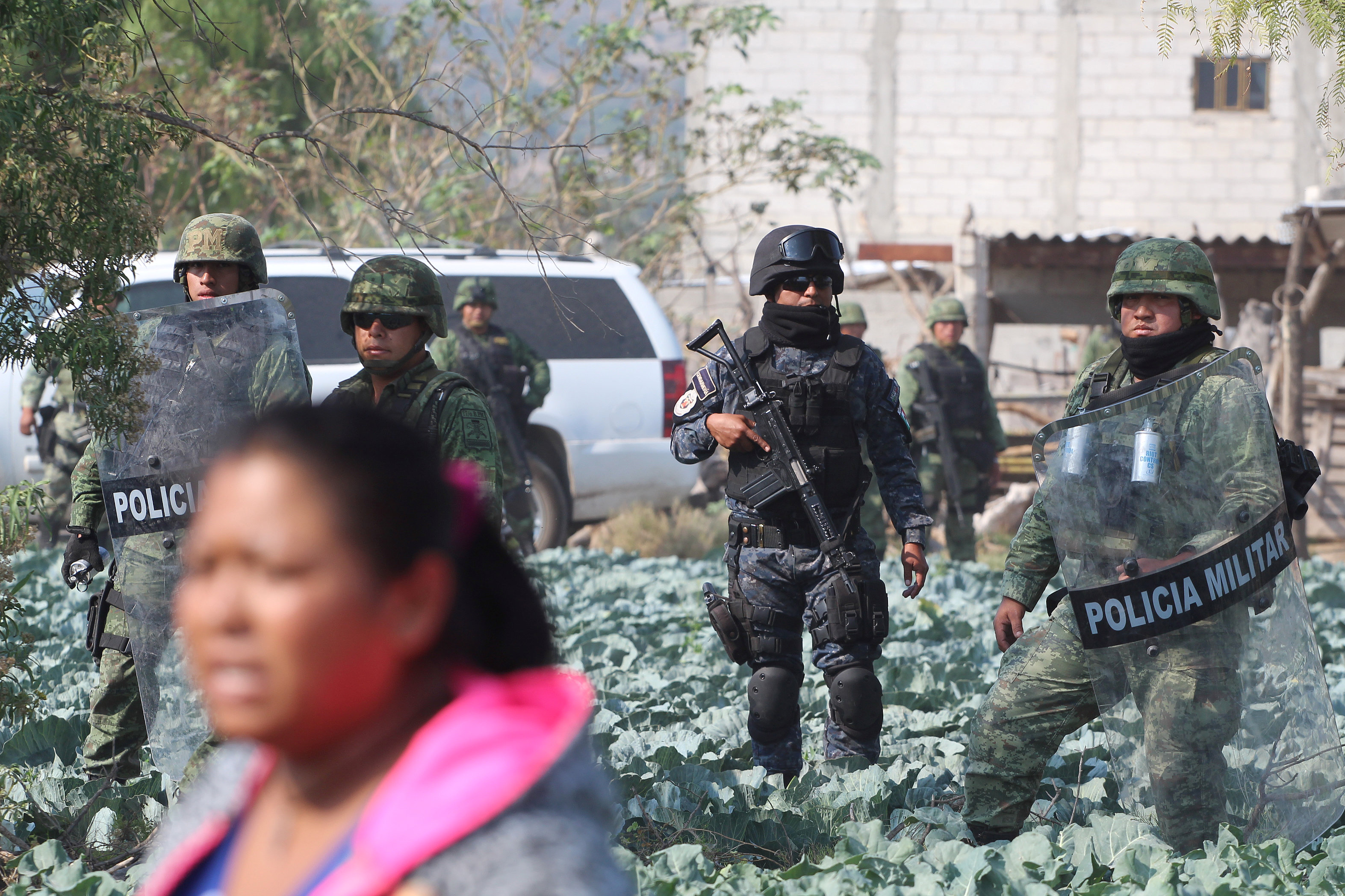 قوات الأمن المكسيكى مدجدين بالسلاح لمواجهة سارقى النفط