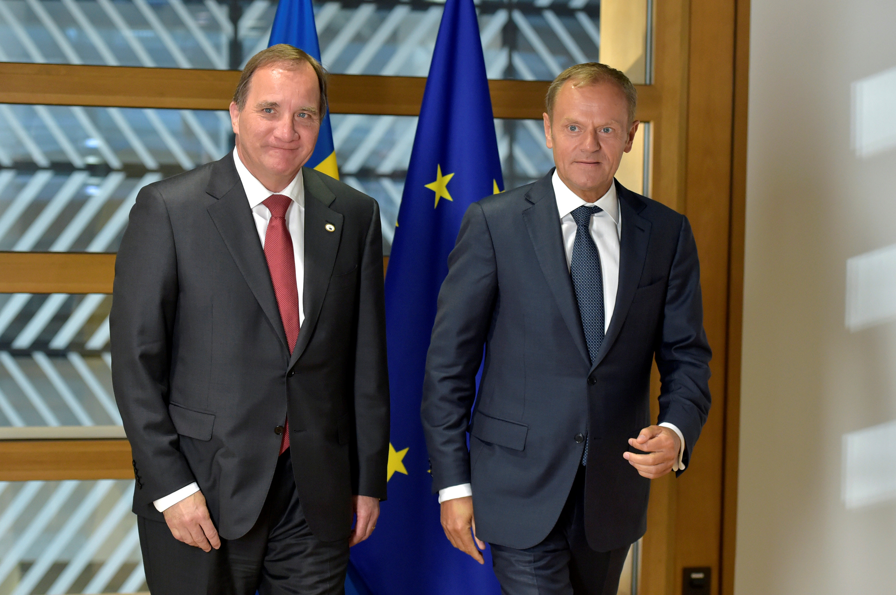 رئيس المجلس الأوروبى توسك ورئيس الوزراء السويدى لوفن