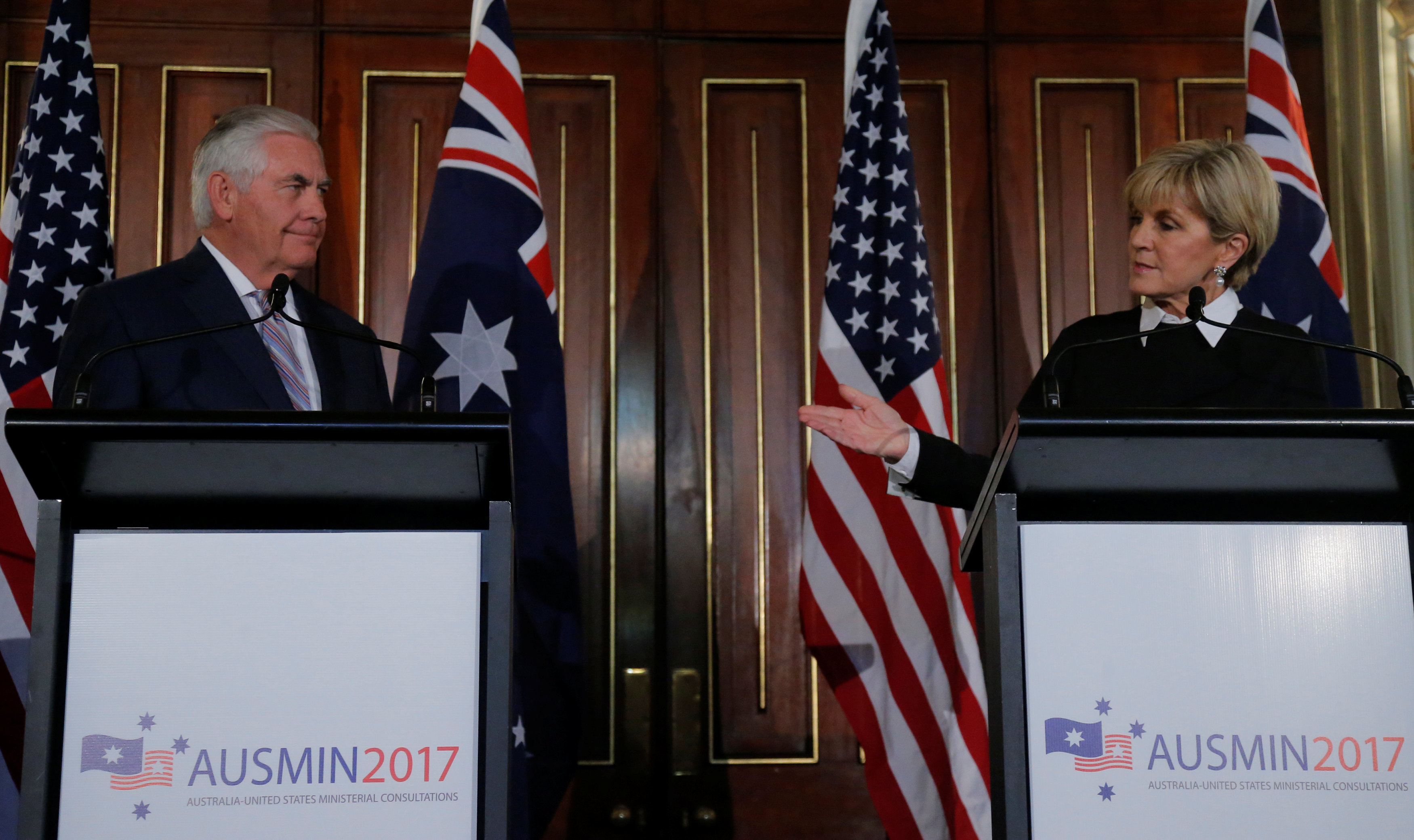 وزير الخارجية الأمريكى تيلرسون ووزيرة الخارجية الأسترالية جولى بيشوب