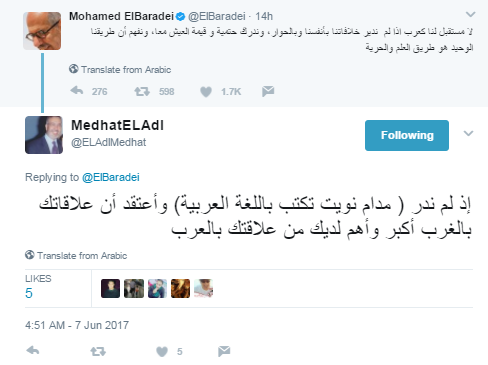 العدل والبرادعى