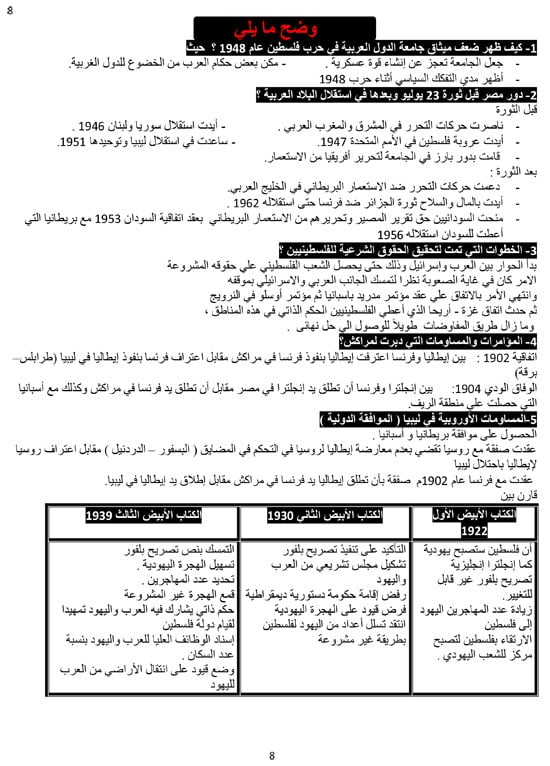 مراجعة مادة التاريخ (8)