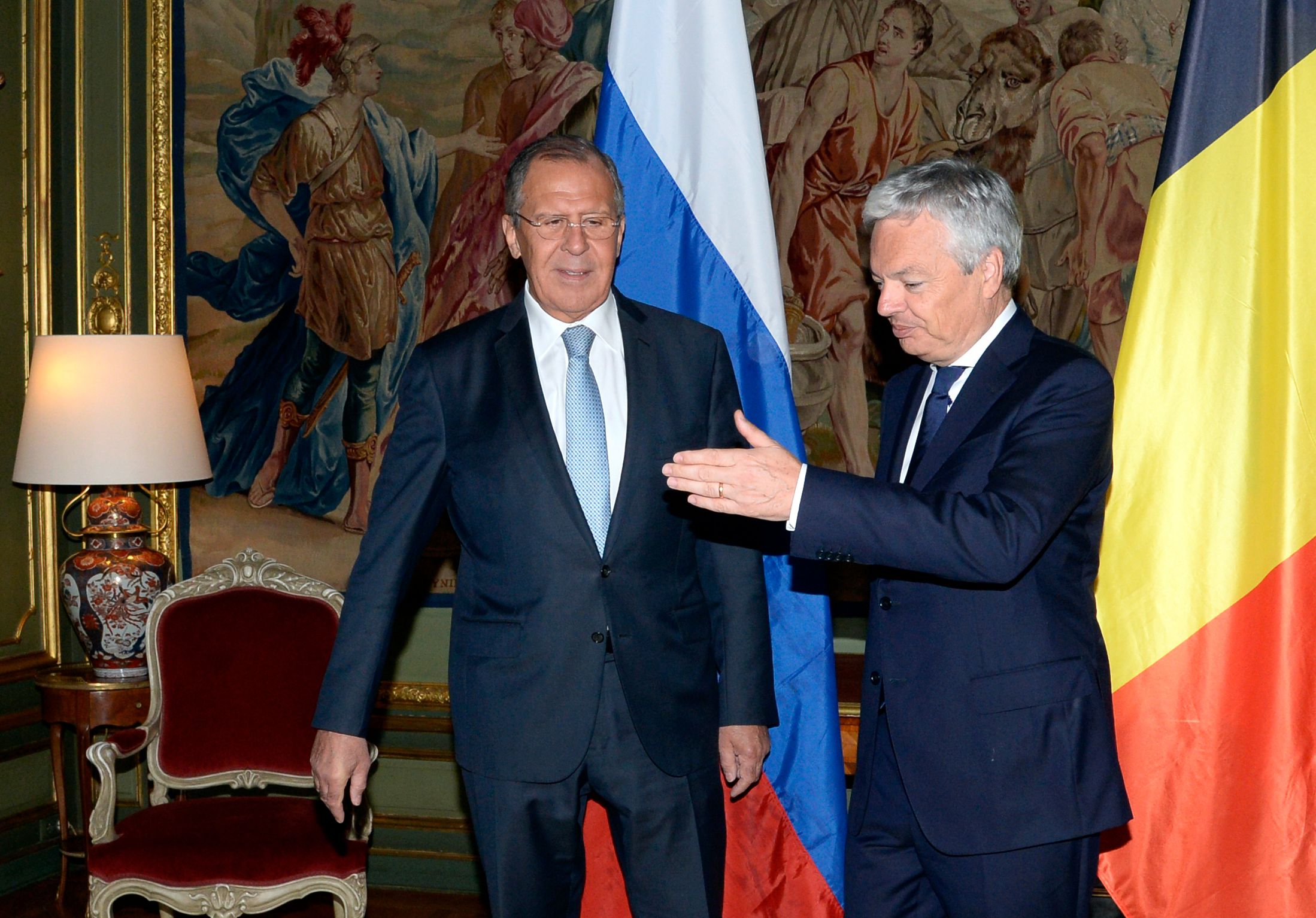 جانب من لقاء وزير خارجية روسيا ونظيره البلجيكى