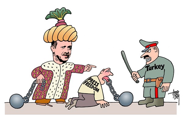 كاريكاتير عن قمع أردوغان