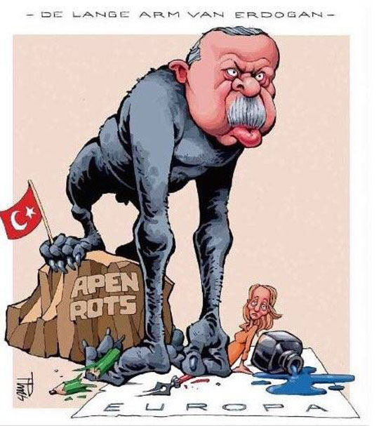 كاريكاتير يصور أردوغان قردا