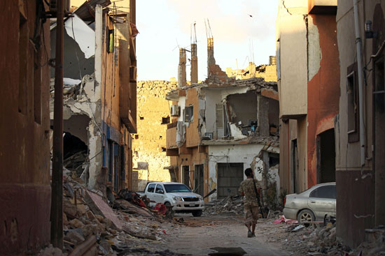 جانب من الدمار فى بنغازى