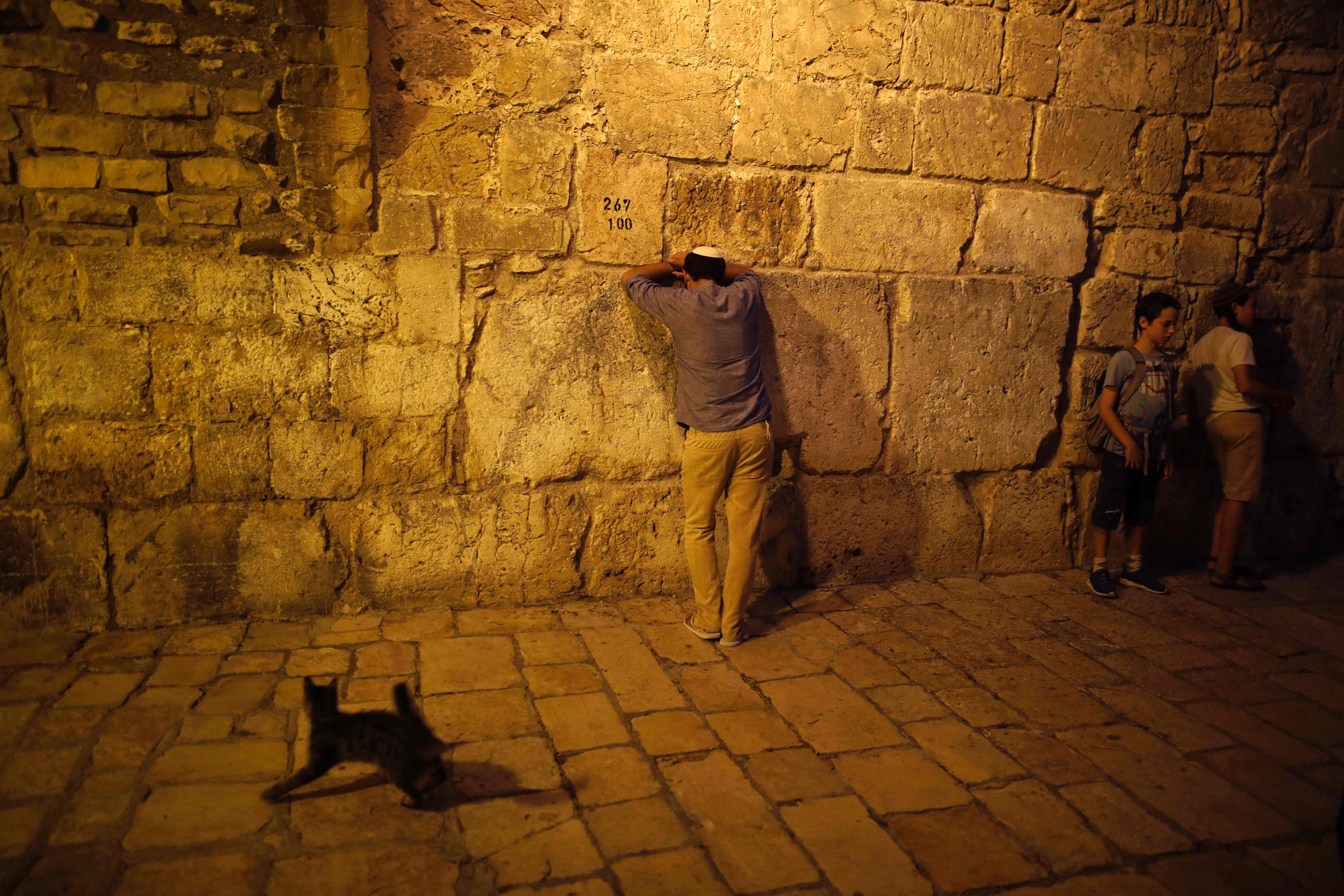 يهودي أمام حائط المبكى