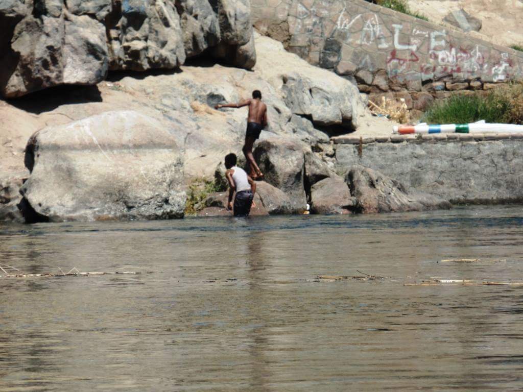 الاطفال يسبحون في النيل