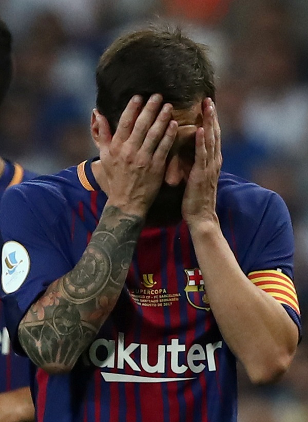 حسرة ميسي بعد أحد هدفى ريال مدريد