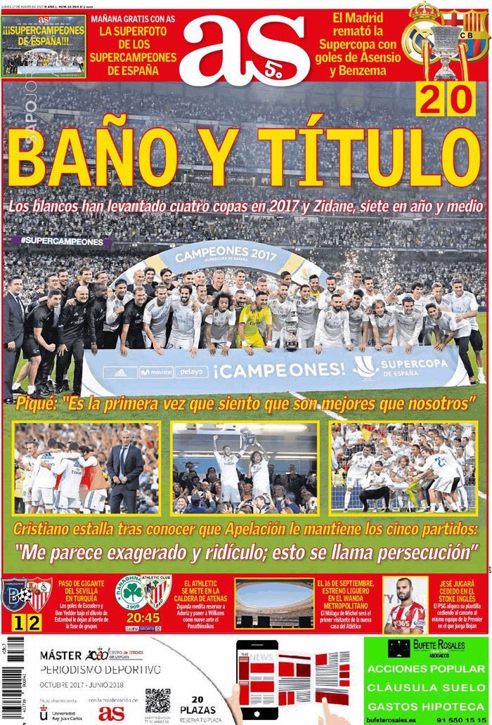 آس تحتفل بفوز الريال على برشلونة