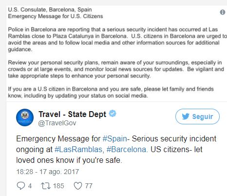 تحذير القنصلية الأمريكية فى برشلونة