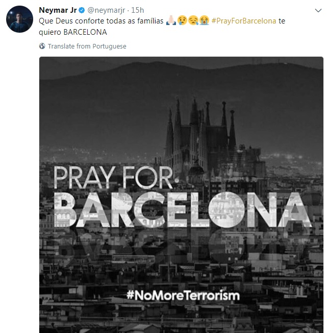 نيمار ينعى ضحايا برشلونة