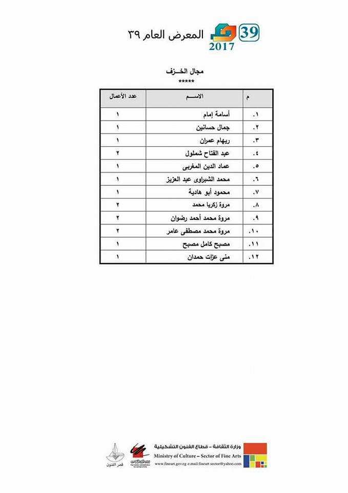 نتيجة فرز الاختيار للمعرض العام فى دورته الـ 39 (5)