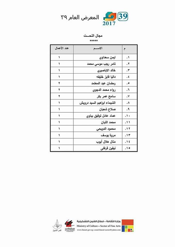 نتيجة فرز الاختيار للمعرض العام فى دورته الـ 39 (3)