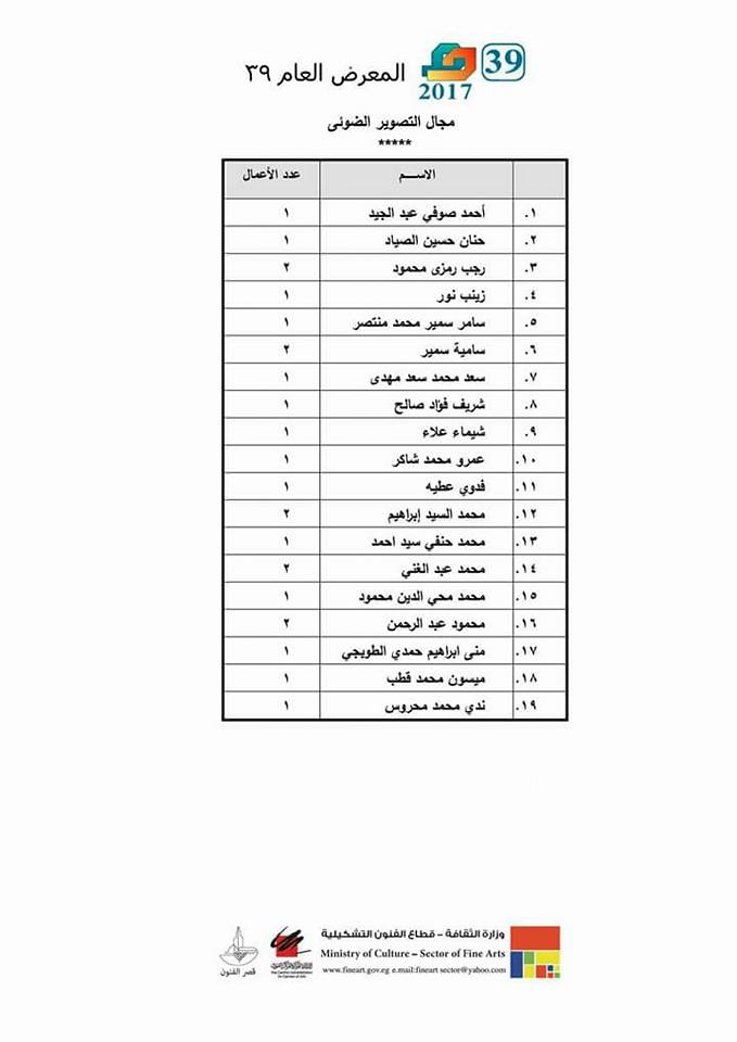 نتيجة فرز الاختيار للمعرض العام فى دورته الـ 39 (4)