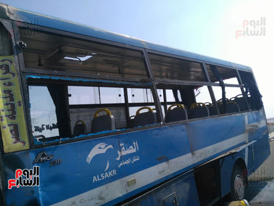 الاتوبيس المتضرر جراء الحادث