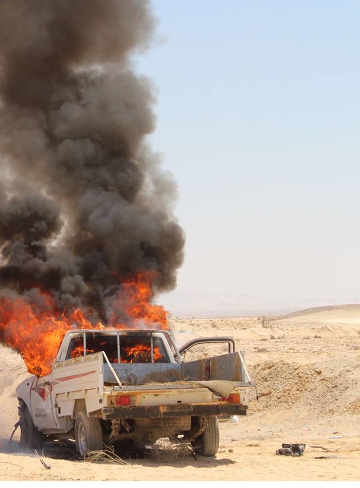 •	ضبط عربات خاصة بالعناصر الإرهابية بشمال سيناء