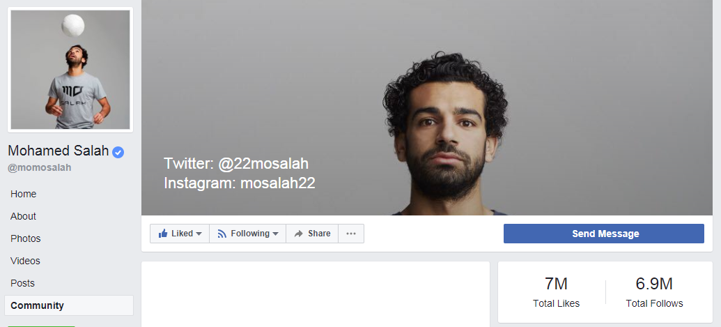 صفحة محمد صلاح على فيس بوك