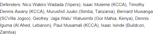 مدافعي منتخب أوغندا في القائمة