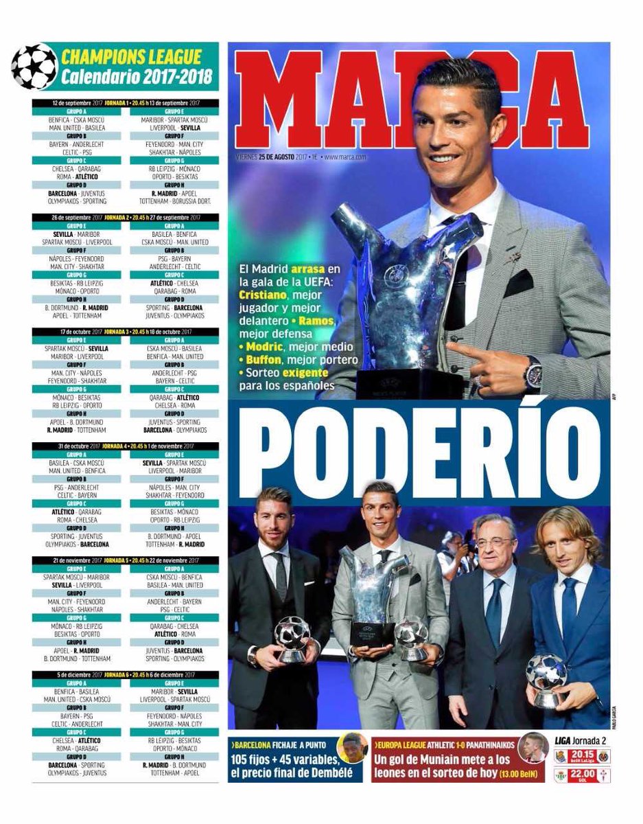 رونالدو يتصدر غلاف صحيفة ماركا